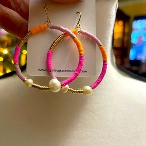 Hoop Disk Earrings Yellow, Gold and Gray